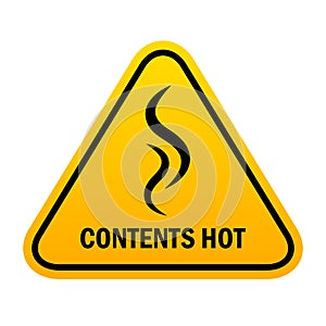 Contents hot vector warning sign