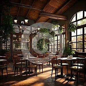 Savoring Delights: Exploring the Culinary Journey at Restaurant with fresh Nature. AI generated photo