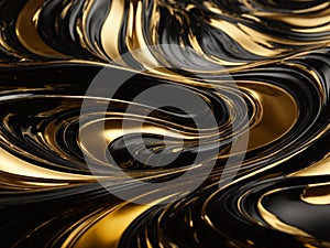 Abstract luxury swirling black gold background. Gold waves abstract background
