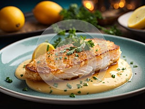 Classic French Sole meuniere, sol filets are cooked and served in a rich, buttery sauce