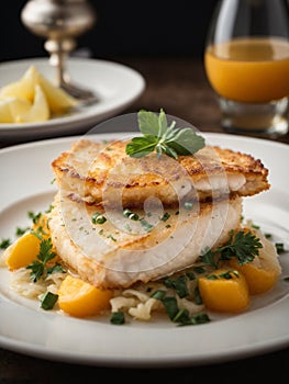 Classic French Sole meuniere, sol filets are cooked and served in a rich, buttery sauce