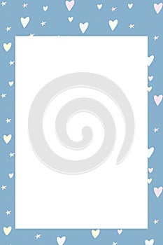 blue frame background with hearts