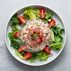 Tuna salad with vegetables, AIGENERATED photo