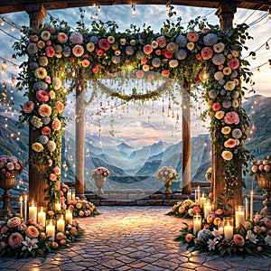 Wedding decor: an arch of fresh flowers