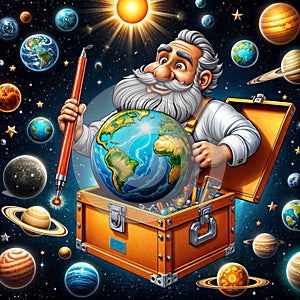 Illustration of the creation of the world God