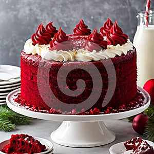 Dort beveled velvet with white and red cream