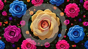 Roses Unveiled Whimsical Transformations In Vibrant Hues ai generated photo