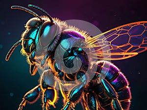 Abstract neon light Killer Bee wallpaper background