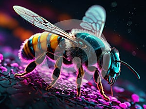 Abstract neon light Killer Bee wallpaper background