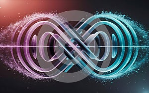 A dynamic, abstract visualization of quantum computing.