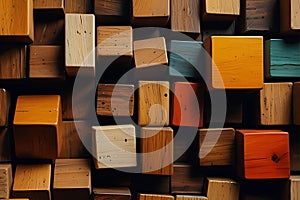 Rustic Wooden Cube Composition with Earthy Tones 1