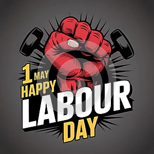 Bold Labour Day Poster with Red Fist and Hammers â 1st May Graphic .