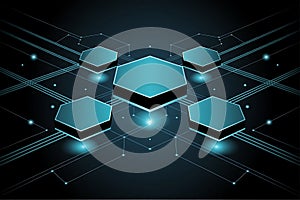 Hexagonal Tech Network Background with Futuristic Circuit Design .