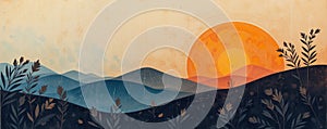 Boho Sunset Abstract â Great for Posters, Boho Decor, Interiors