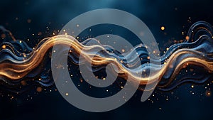 Dark Luxury Gradient Wave Background with Gold and Navy