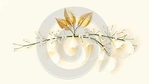 White Calla Lily & Gold Leaf Accent for Cards