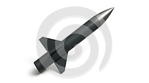 High-Resolution Studio Photo of Interceptor Missile with Stabilizing Fins on White Background