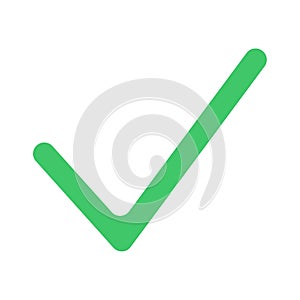 Green Check Mark Symbol Isolated on White Background, Approval Icon PNG