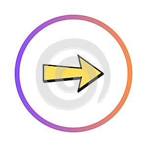 Yellow arrow pointing right inside gradient circle