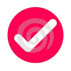 White check mark inside a bright pink circle icon