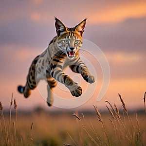 Close Shot of Black Serval in African Wilderness