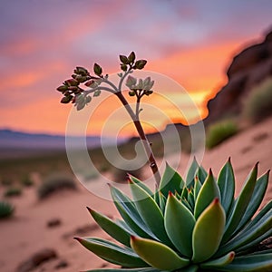 Stunning Realistic Succulents in Sunset View