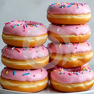 Sweet Realistic Donut Dessert with Icing and Sprinkles