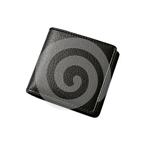 Premium Black Leather Folding Wallet Isolated on White Background