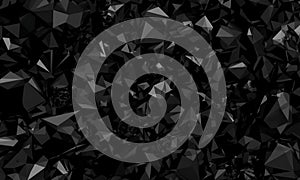 Abstract design featuring a complex, three-dimensional pattern of black polygons.