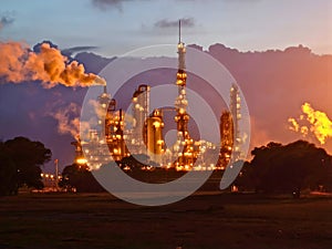 Industrial Oil and Gas Buildings at Sunset in Paka Terengganu Malaysia