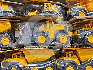 Malaysia November 2 2025 Toy Dump Trucks Displayed On Store Rack Section Zone A