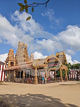 Majestic Hindu temple with intricate carvings and towering gopurams located in Nallur, Sri Lanka.