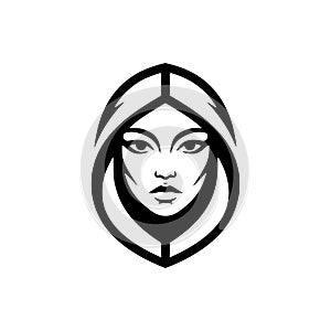 Hooded Woman Face Logo