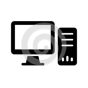 Desktop Computer and Monitor Icon Black Solid Glyph Style