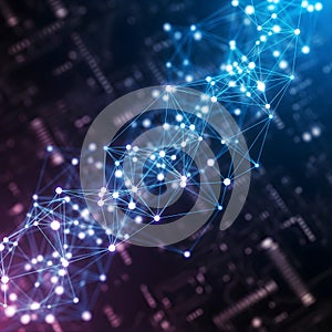 Abstract image featuring a network of interconnected.