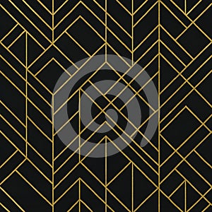 Geometric pattern featuring intersecting gold lines on a black background.