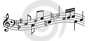 Music staff and notes vector icon photo