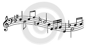 Music staff notes vector icon