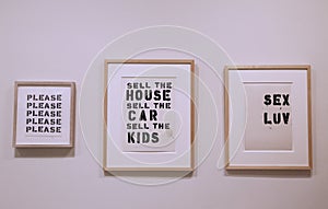 Untitled paintings by Christopher Wool on display in Solomon R Guggenheim Museum of modern and contemporary art in New York