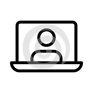 User laptop vector thin line icon