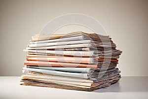 untouched stack of stock certificate papers against a neutral backdrop