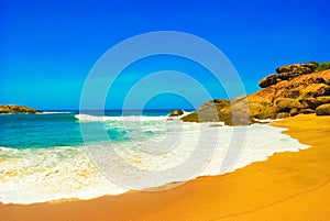 Untouched tropical beach in Sri Lanka