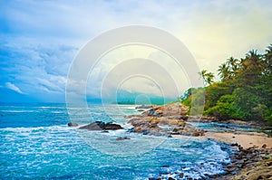 Untouched tropical beach in Sri Lanka photo