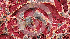Untreated surface of a red agate, natural quartz stone texture, mineral stone background