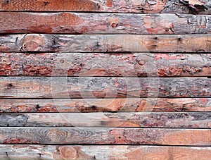 Untreated wood panel background, rough timber surface.