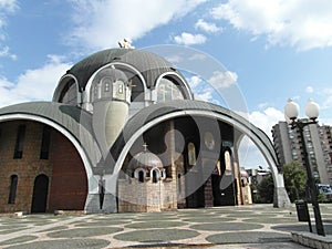 Untypical church building in Skopie, Macedonia photo