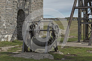 Unused abandoned winch at an old lead mine