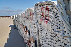 Unused beach chairs during Covid-19 lockdown in Cuxhaven Germany