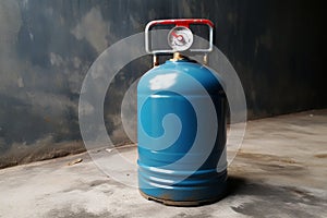 Unused blue LPG cylinder in a state of dormancy