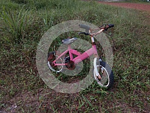 Unused and broken boy& x27;s bicycle